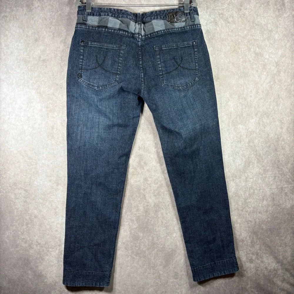 Civil Society Jeans Men 32x30 Dark Wash Straight Leg Plaid Trim Denim Streetwear